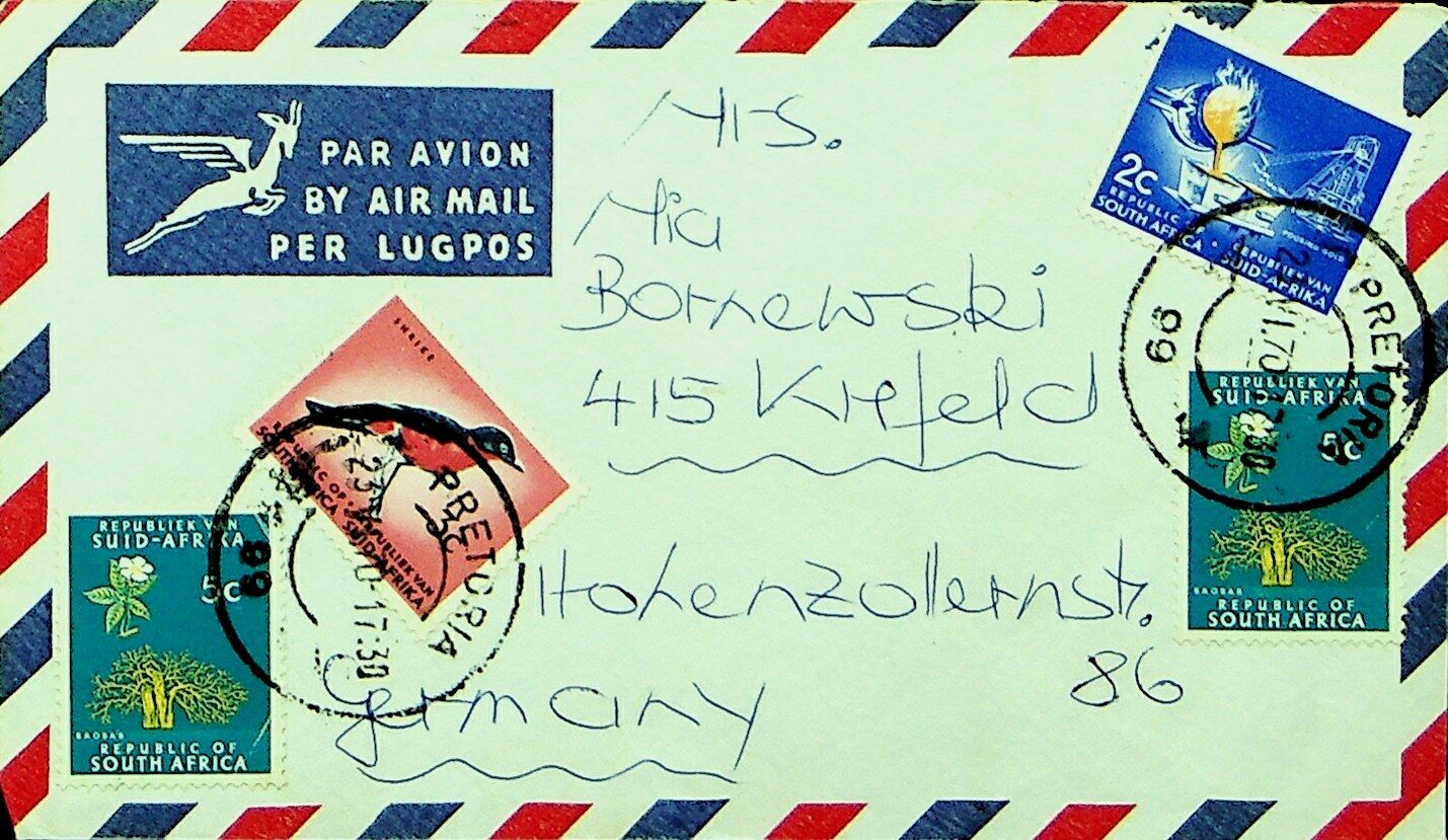 South Africa 1970 4v Bird, Flora On Airmail Cover From Pretoria To Germany