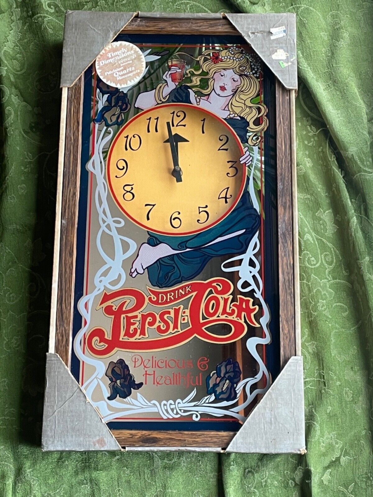 Rare Vintage New Timely Dimensions 13” X 25” Pepsi Cola Clock Please Read