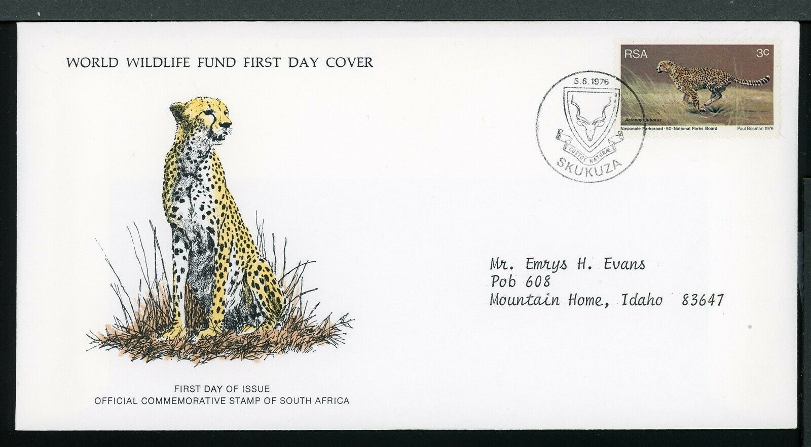 South Africa Scott #465 First Day Cover Wwf Cheetah Fauna $$ Th-1