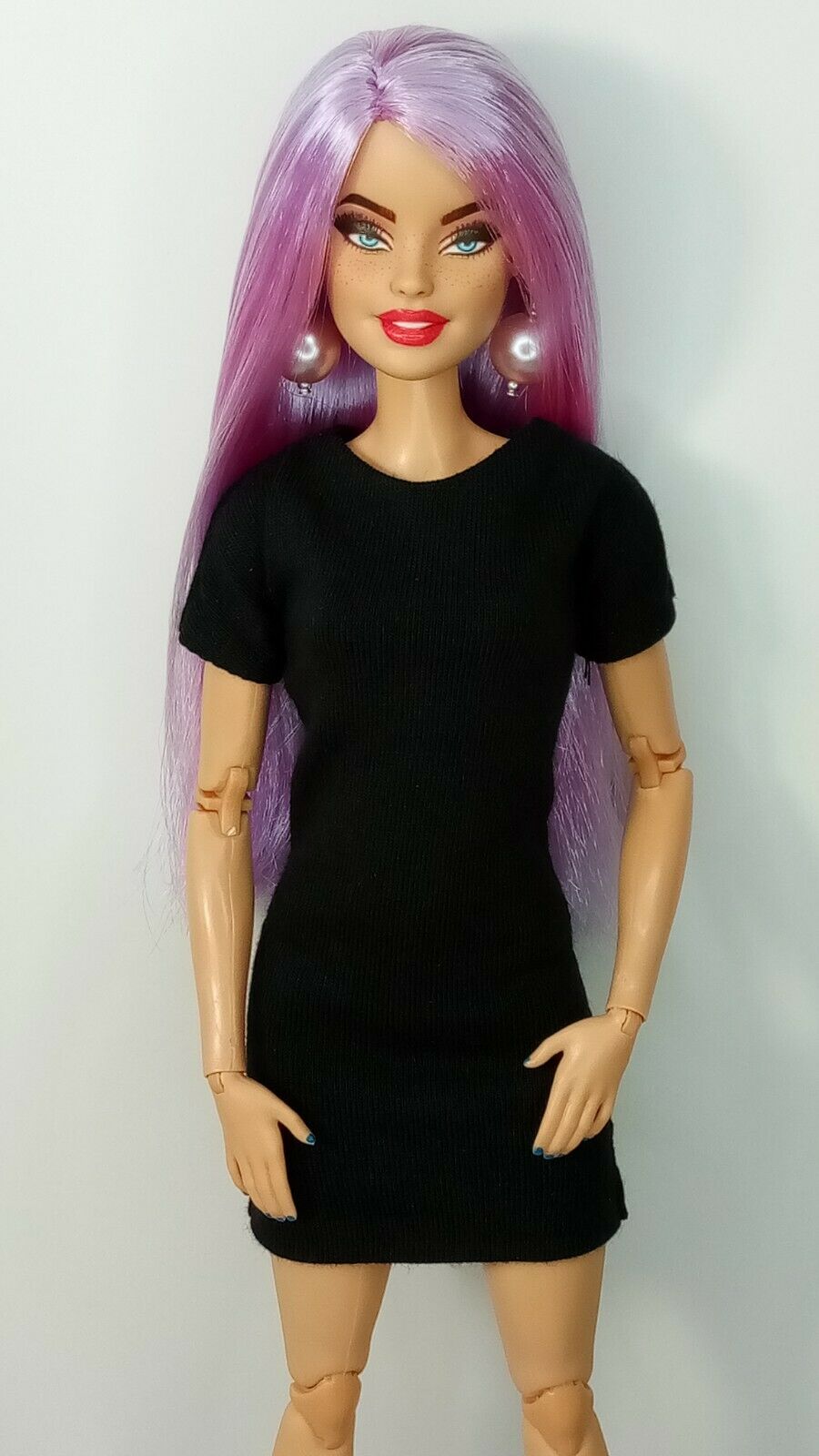 Ooak Barbie Doll, Full Repaint And Reroot, Purple Hair, Made To Move Body