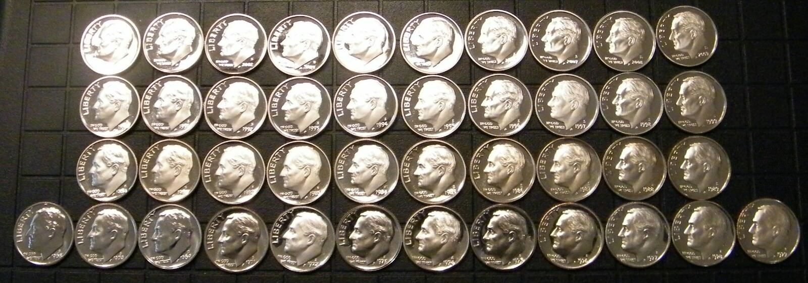 1968~2009 S Roosevelt Dime Gem Proof Run 42 Coin Run Set Us Mint Lot