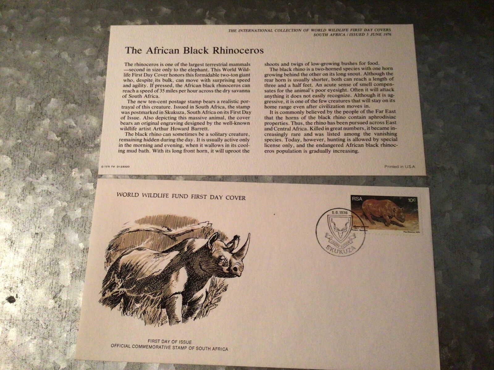 South Africa 🇿🇦rsa 1976 Fdc Wwf African Black Rhinoceros Mint
