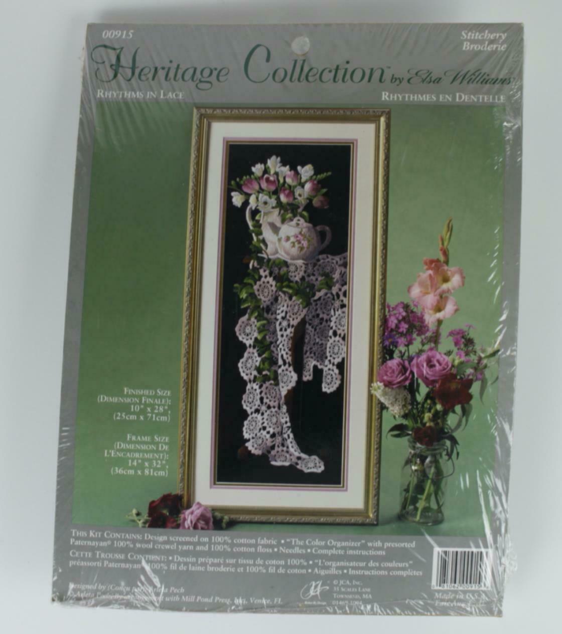 Vintage Elsa Williams Heritage Collection Crewel Embroidery Kit Rhythms In Lace