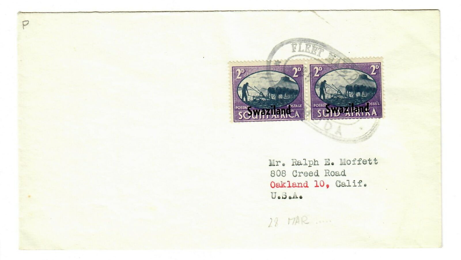 Cover From Swaziland To Oakland Usa 19x5